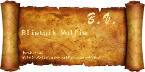 Blistyik Vulfia névjegykártya